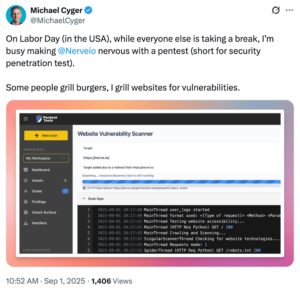 Nerve.io pentest on Labor Day 2025